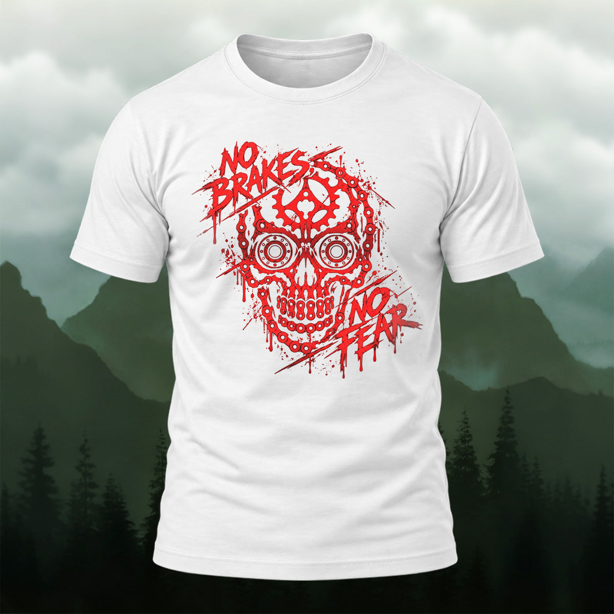 Scarlet Mechanical Skull Cotton T-Shirt White