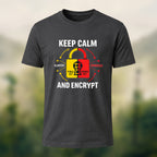 Keep Calm And Encrypt Print Casual Cotton T-Shirt Charcoal