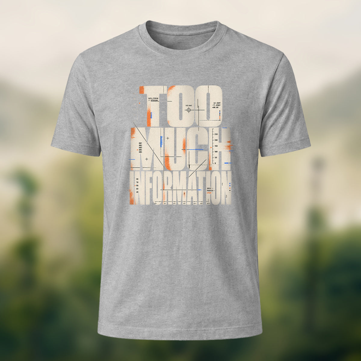 Minimal Information Overload Soft Cotton T-Shirt Heather Grey