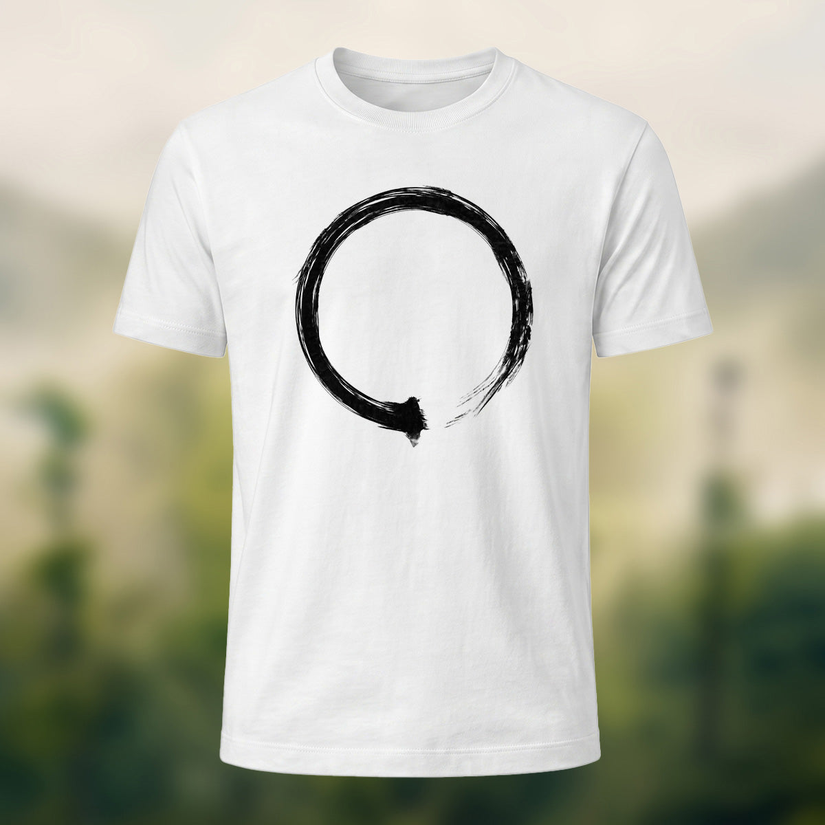 Minimalist Hand-Drawn Circle Soft Cotton T-Shirt White