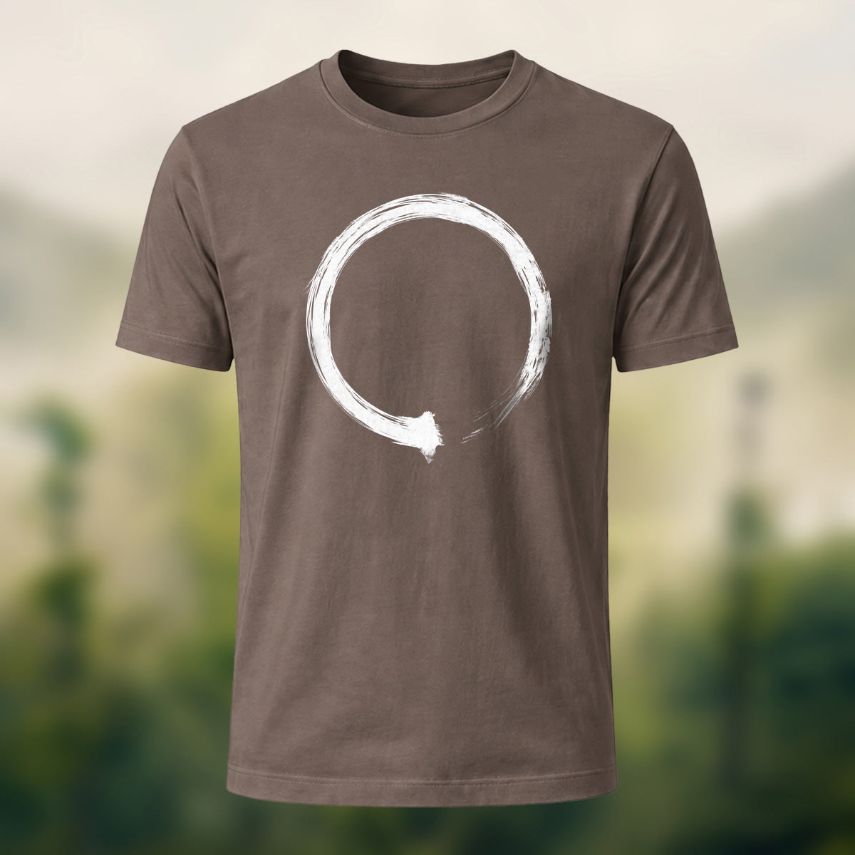 Minimalist Hand-Drawn Circle Soft Cotton T-Shirt Coffee