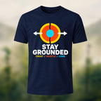 Earth Core Print Casual Soft Cotton T-Shirt Navy