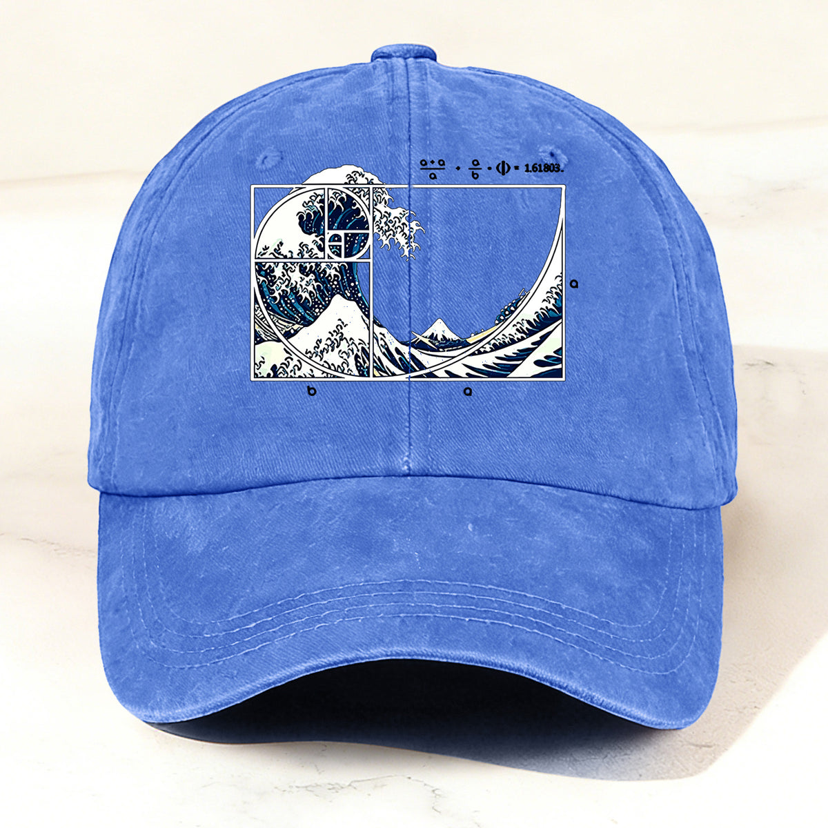 Artistic Geometric Great Wave Baseball Cap Blue