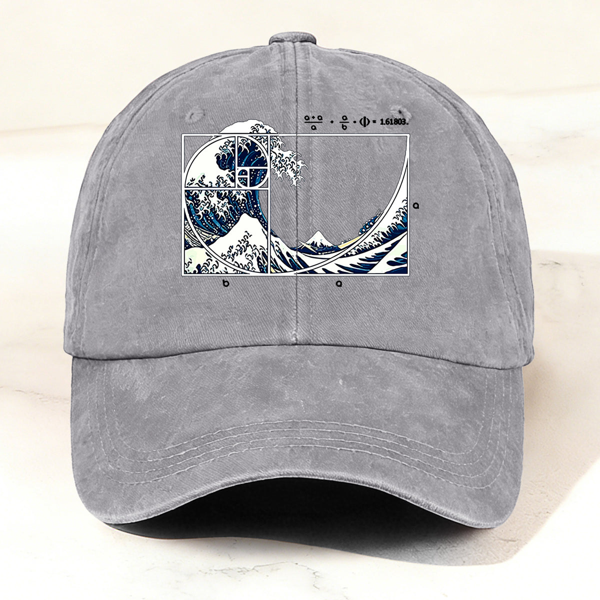 Artistic Geometric Great Wave Baseball Cap Grey