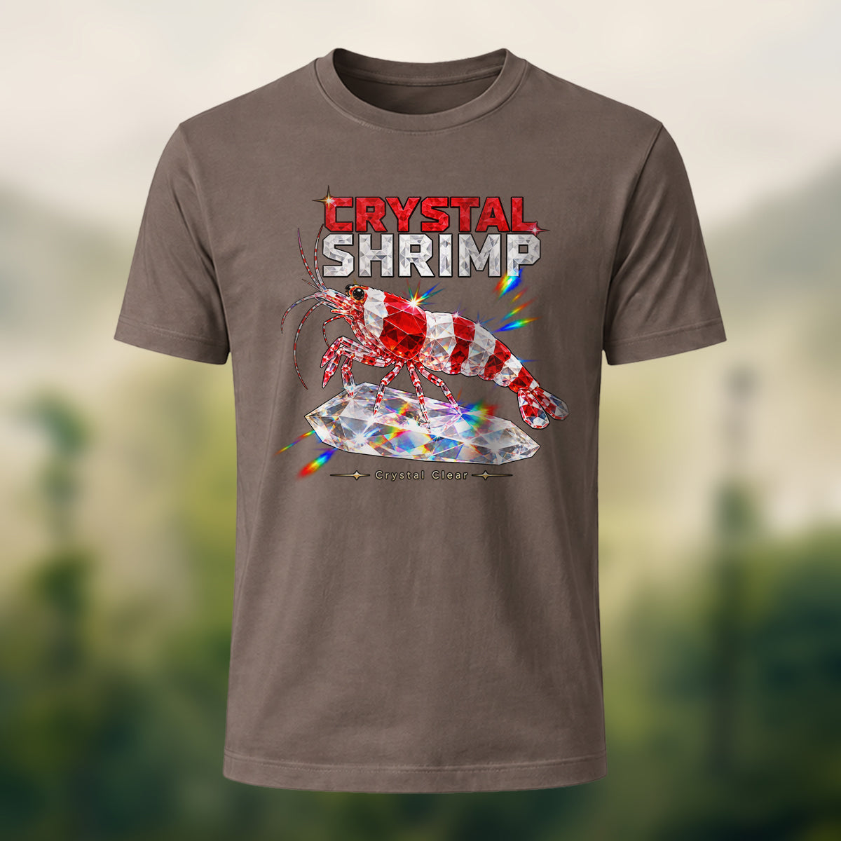DTG Sparkling Crystal Shrimp Premium Cotton T-Shirt Coffee