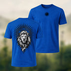 Black Lion Medallion Print Premium Cotton T-Shirt Royal Blue