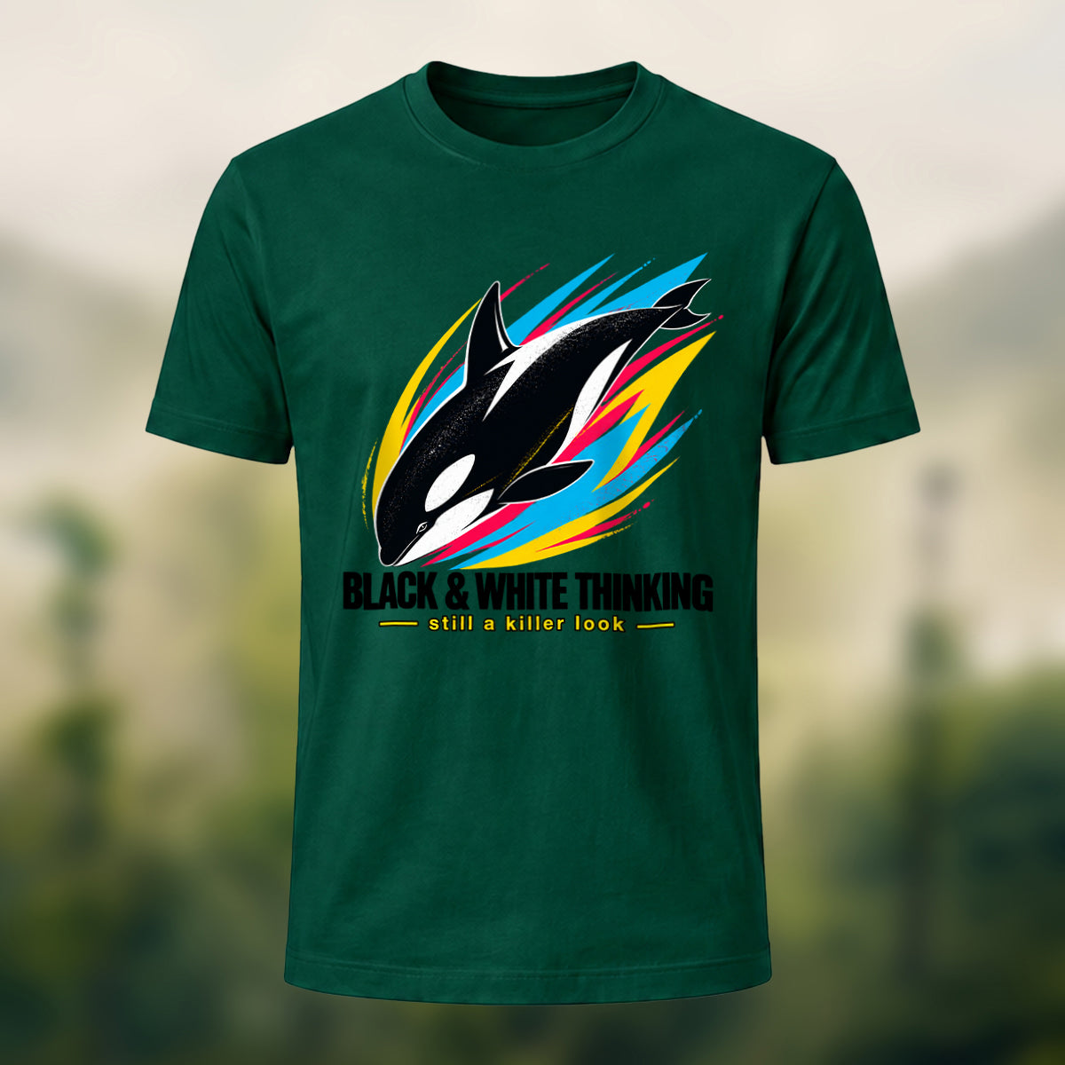 Dynamic Killer Whale Combed Cotton T-Shirt Forest Green