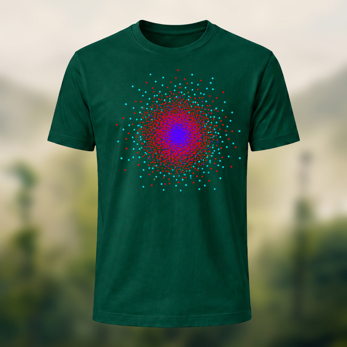 DTG Particle Diffusion Print Casual Premium Cotton T-Shirt Forest Green