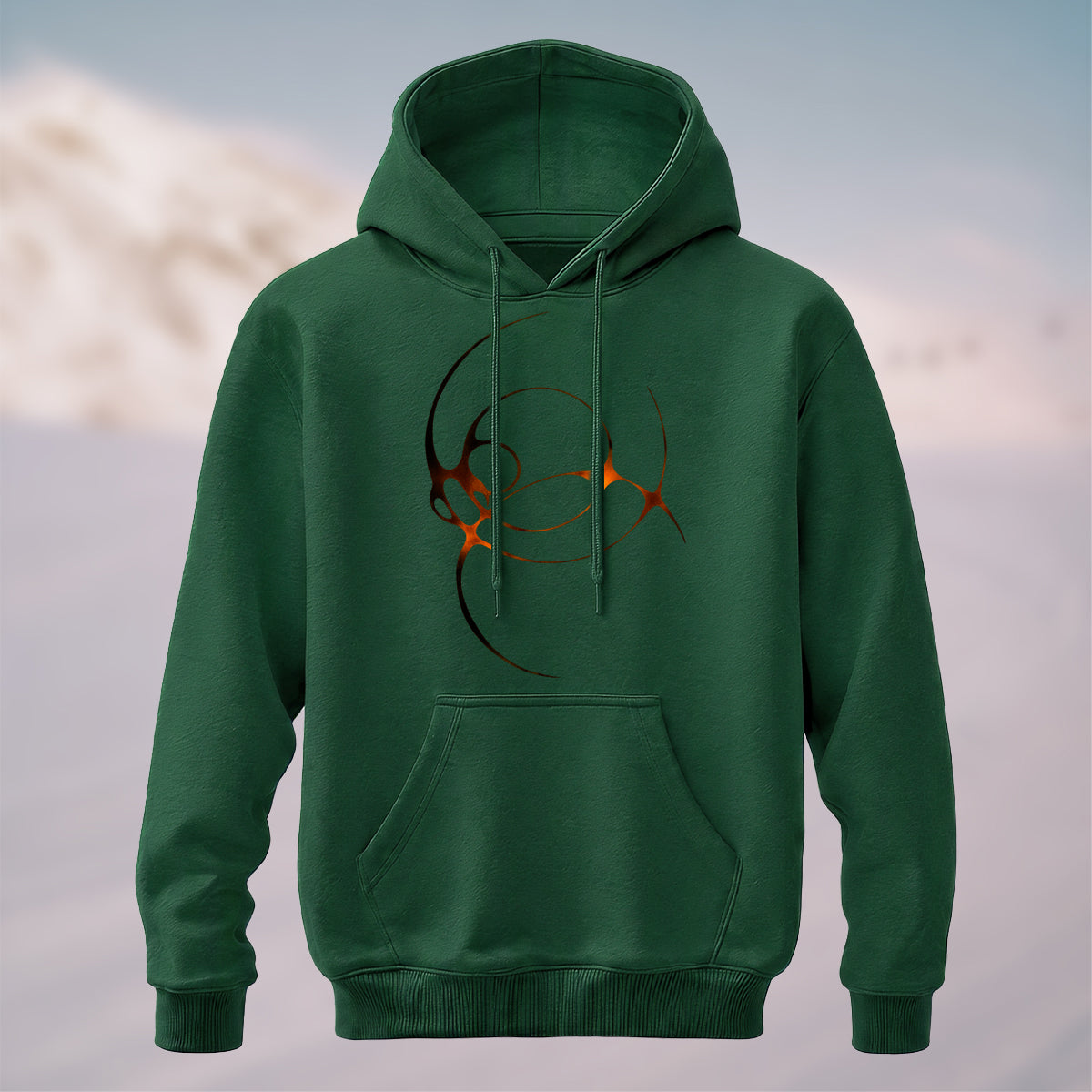 Cotton Made Minimal Norse Knotwork Hoodie Forest Green