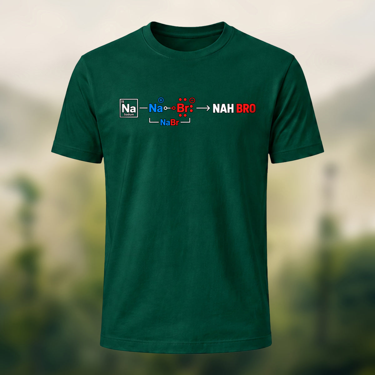 Chemistry Formula Print Casual Cotton T-Shirt Forest Green
