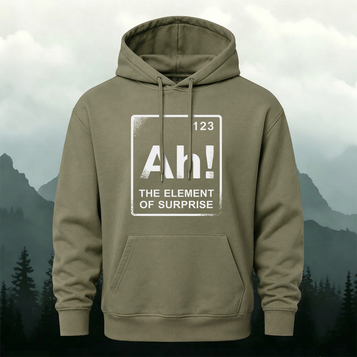 Cotton Made The Element Of Surprise Print Hoodie Army Green
