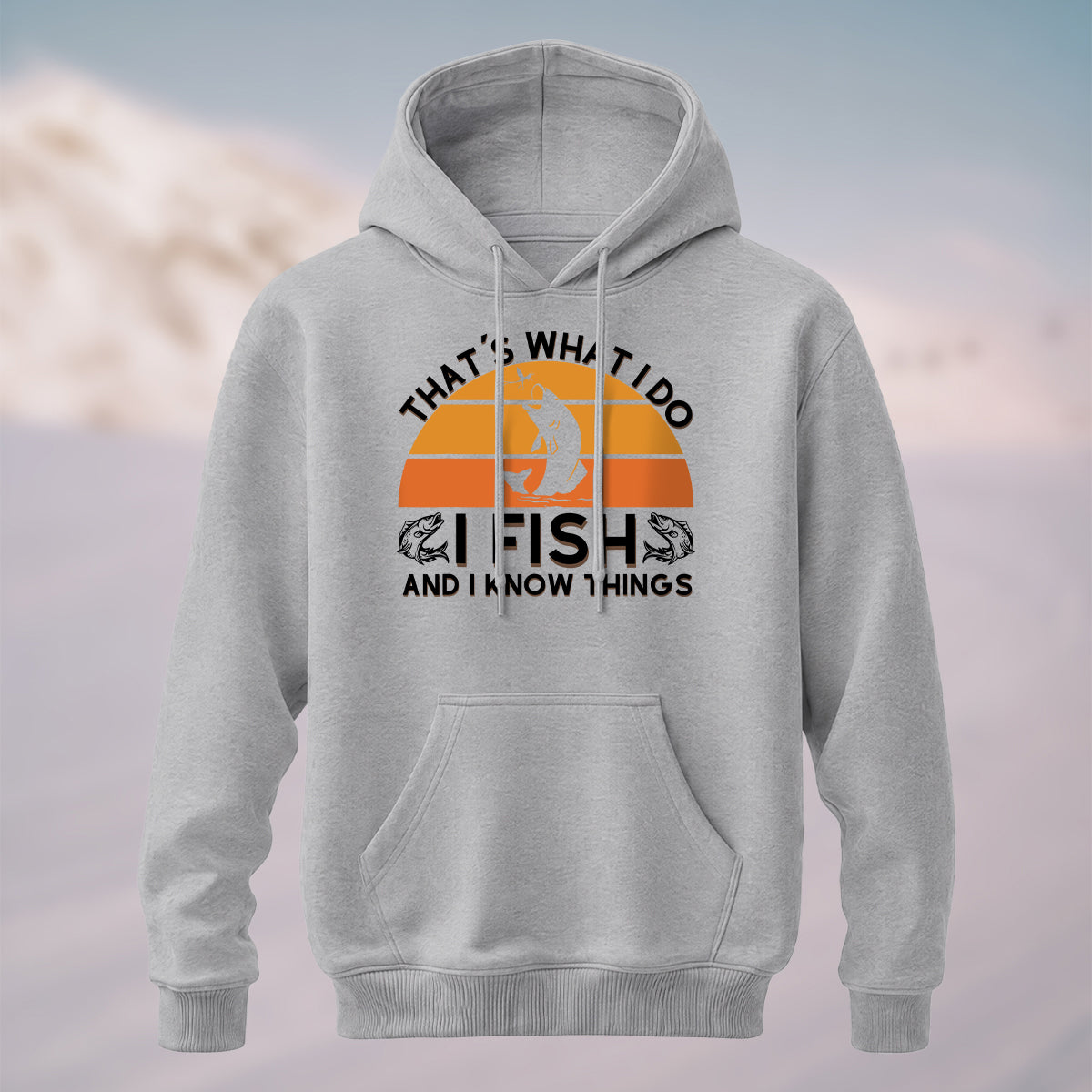 Cotton Made Retro Fishing Quote Hoodie Heather Grey
