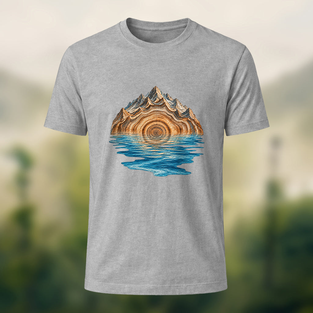 Geological Mountain Premium Cotton T-Shirt Heather Grey