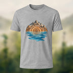 Geological Mountain Premium Cotton T-Shirt Heather Grey