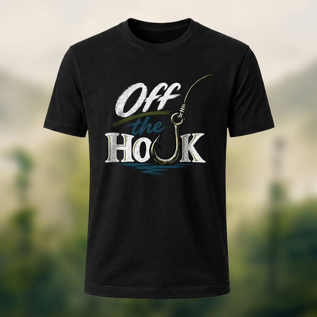 Vintage Fishing Hook Premium Cotton T-Shirt Black
