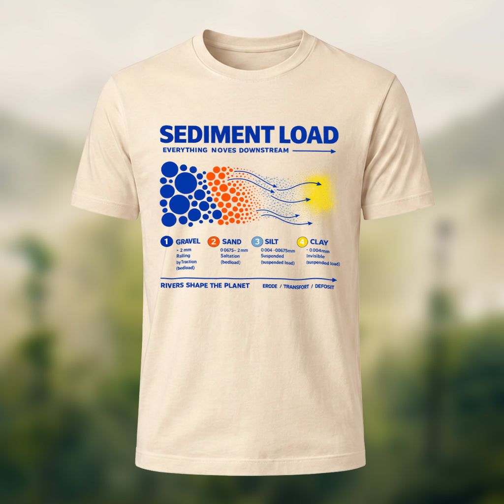 DTG Sediment Load Print Casual Soft Cotton T-Shirt Beige