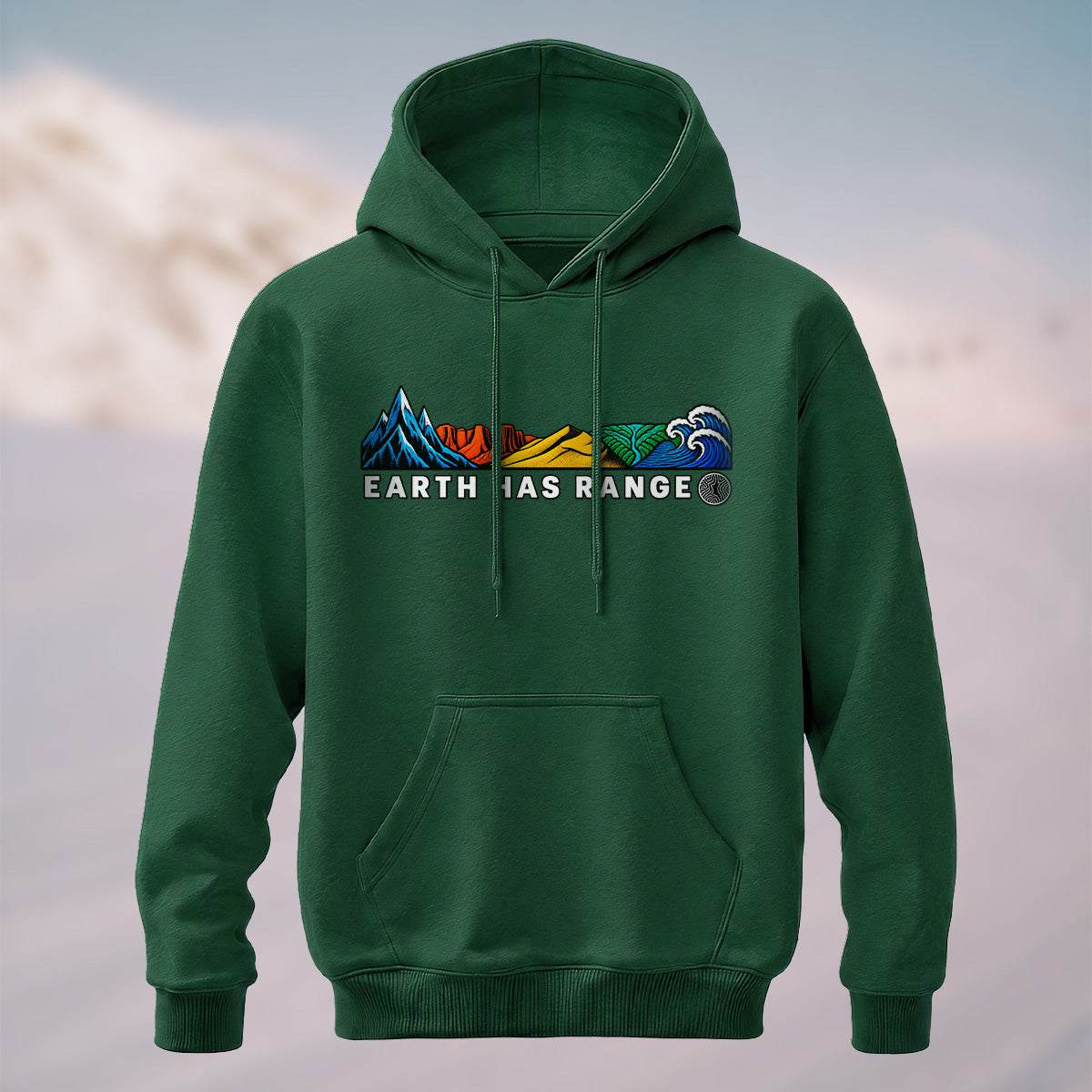 Cotton Made Scenic Landscape Hoodie Forest Green