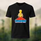 Volcano Print Casual Soft Cotton T-Shirt Black