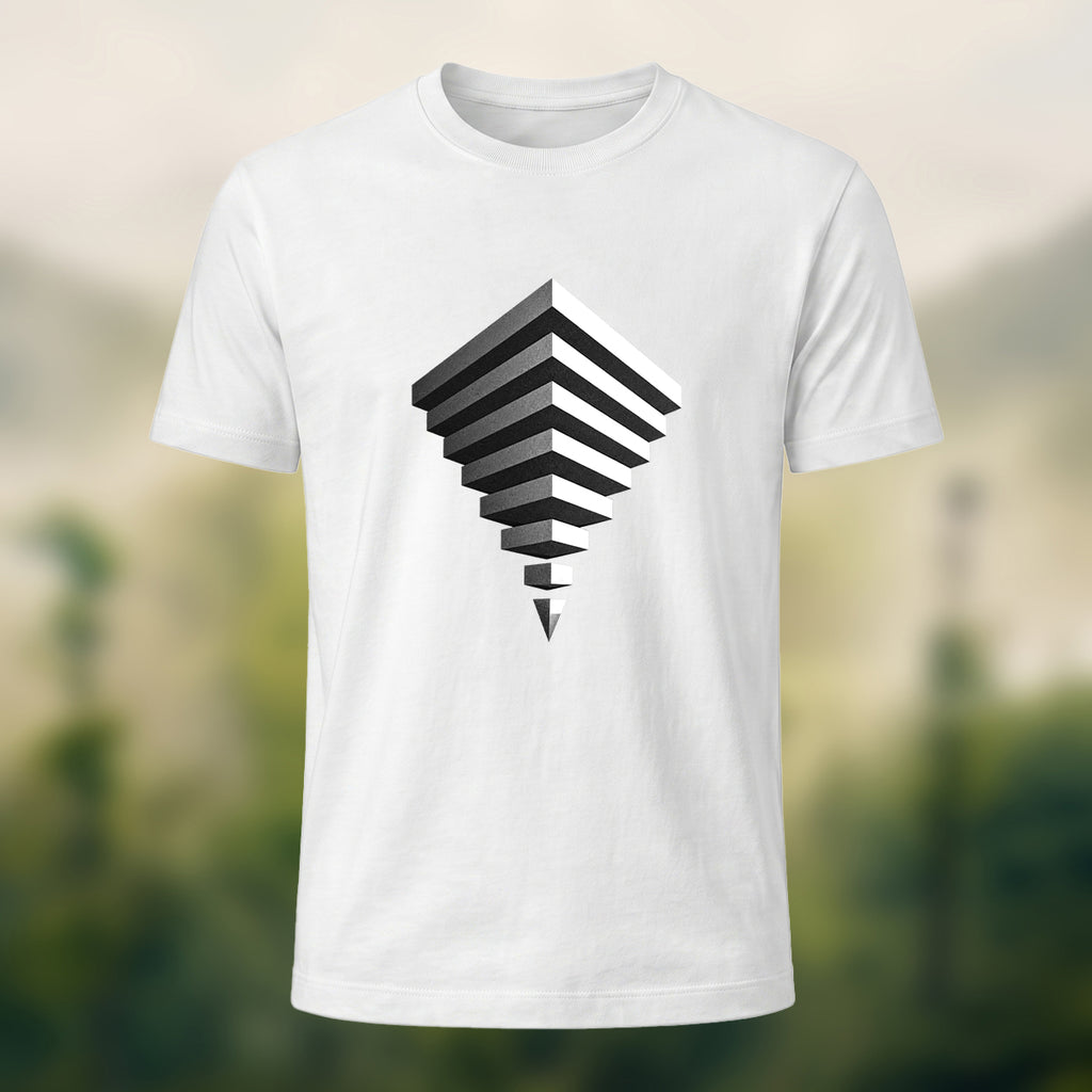Modern Geometric Print Combed Cotton T-Shirt White