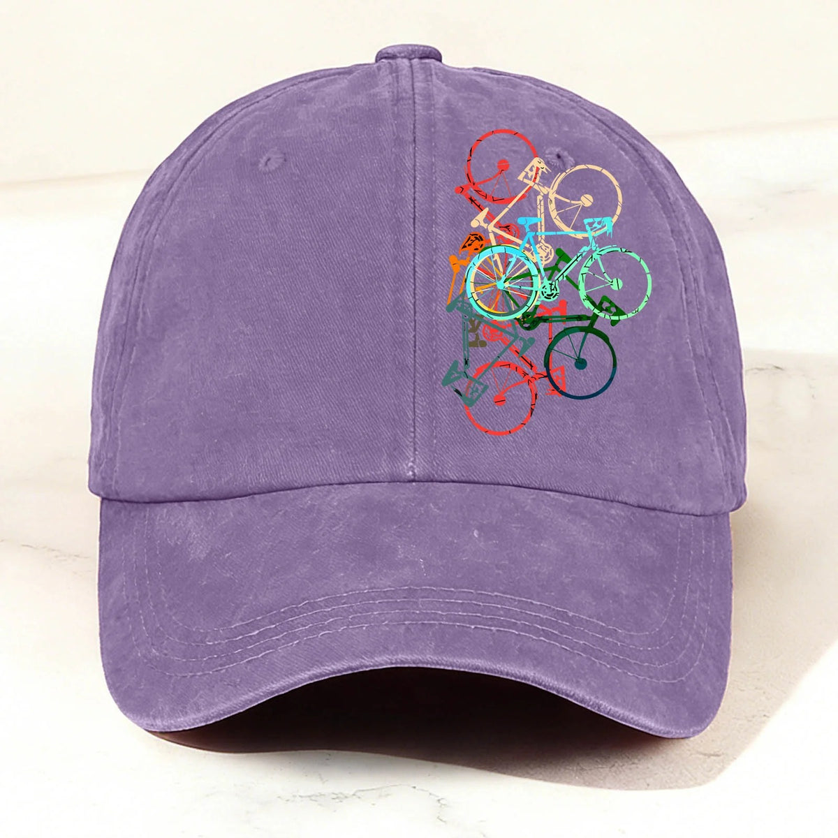Vintage Colorful Bicycle Baseball Cap Purple