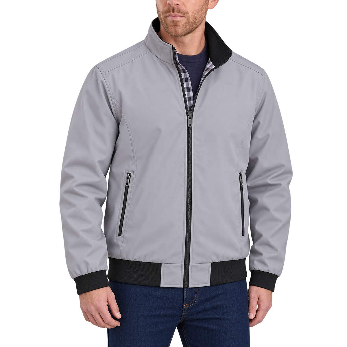 Vintage Classic Zip-Up Jacket Grey