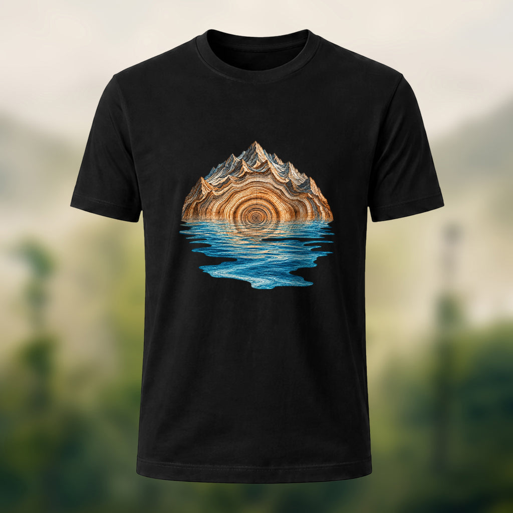 Geological Mountain Premium Cotton T-Shirt Black