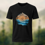 Geological Mountain Premium Cotton T-Shirt Black
