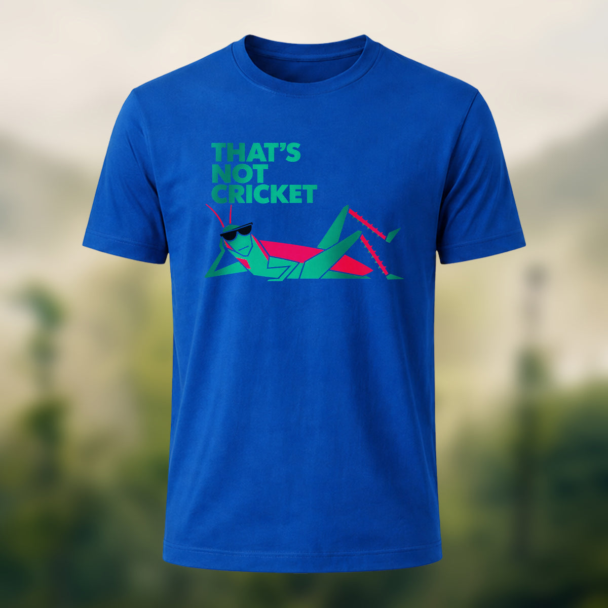 Witty Laid-Back Cricket Combed Cotton T-Shirt Royal Blue
