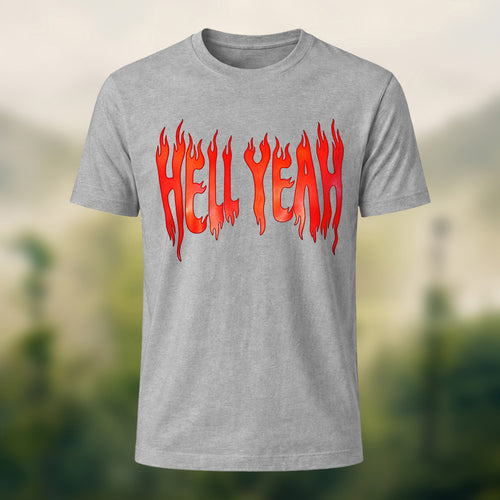 Bold Flame Lettering Combed Cotton T-Shirt Heather Grey