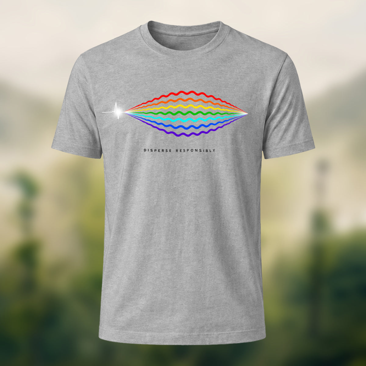 Disperse Wave Print Casual Soft Cotton T-Shirt Heather Grey
