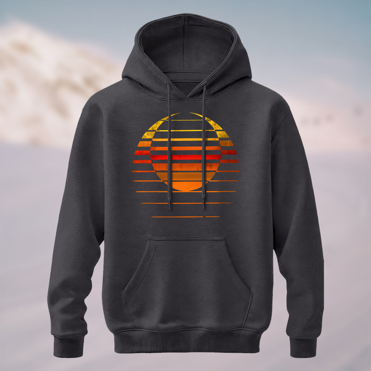 Cotton Made Vintage Sunset Horizon Hoodie Charcoal