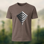Modern Geometric Print Combed Cotton T-Shirt Coffee