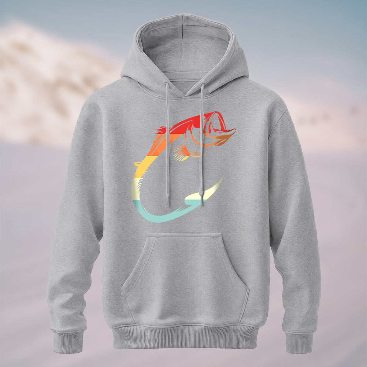 Cotton Made Artistic Angler Hook Hoodie Heather Grey