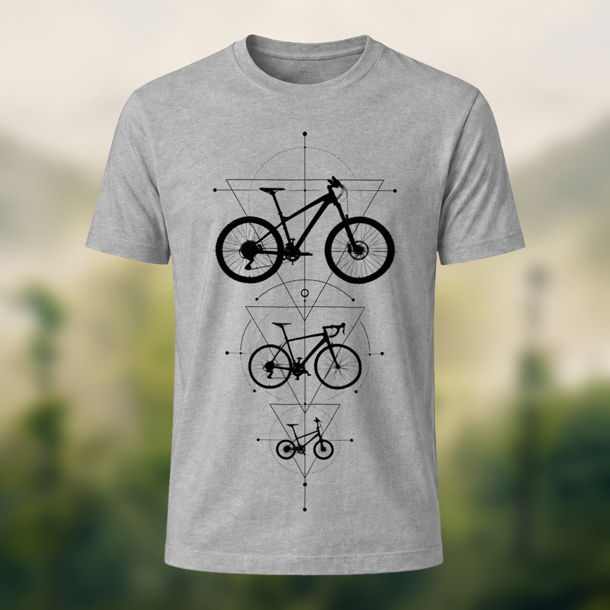 DTG Bicycle Geometry Premium Cotton T-Shirt Heather Grey