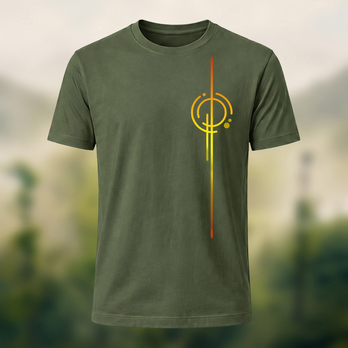 Clean Abstract Geometry Premium Cotton T-Shirt Olive Green