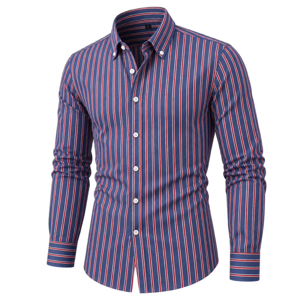 Modern Classic Vertical Striped Button-Down Shirt 02