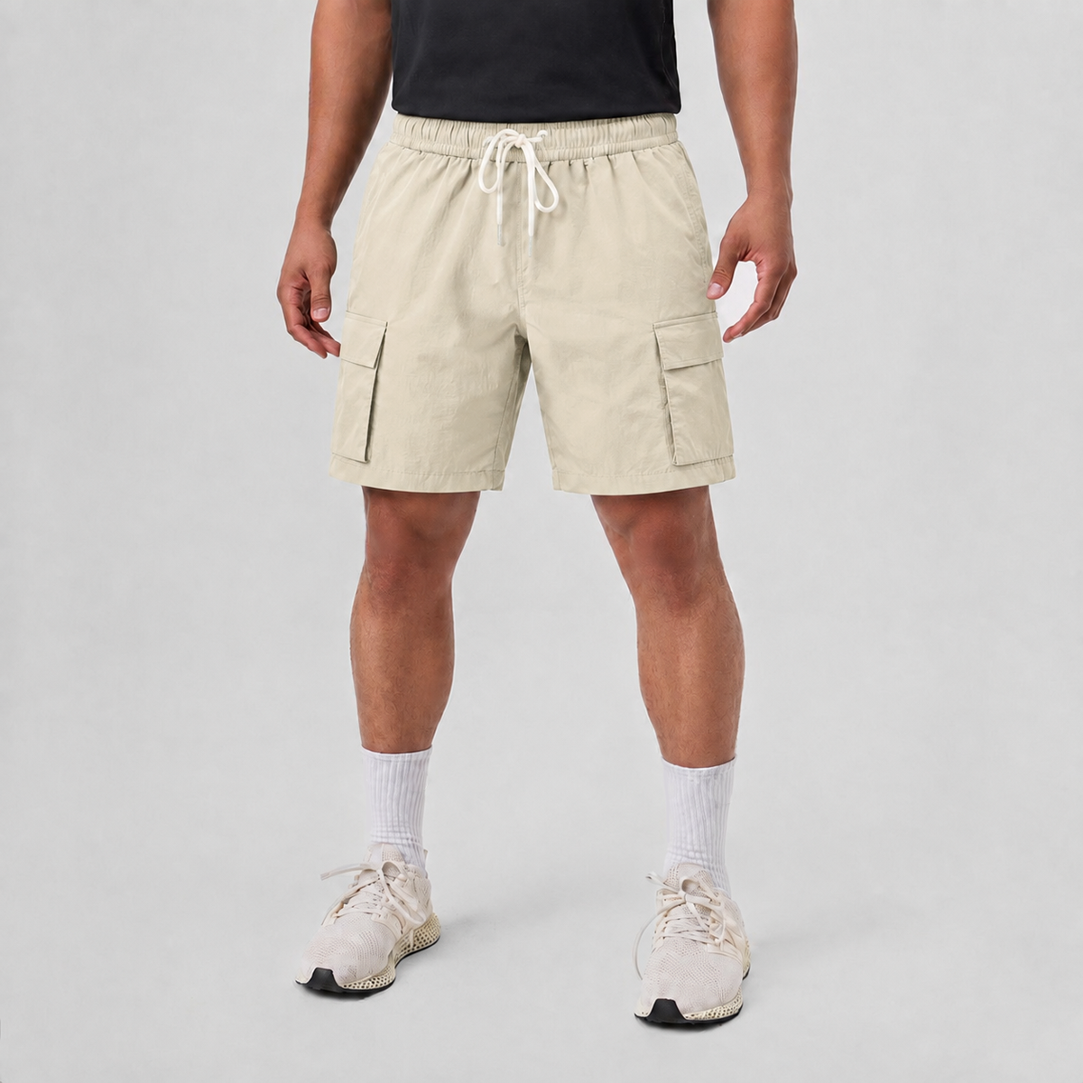 Lightweight Breathable Linen Utility Shorts Khaki