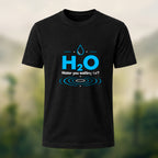 Water Molecule Print Casual Cotton T-Shirt Black