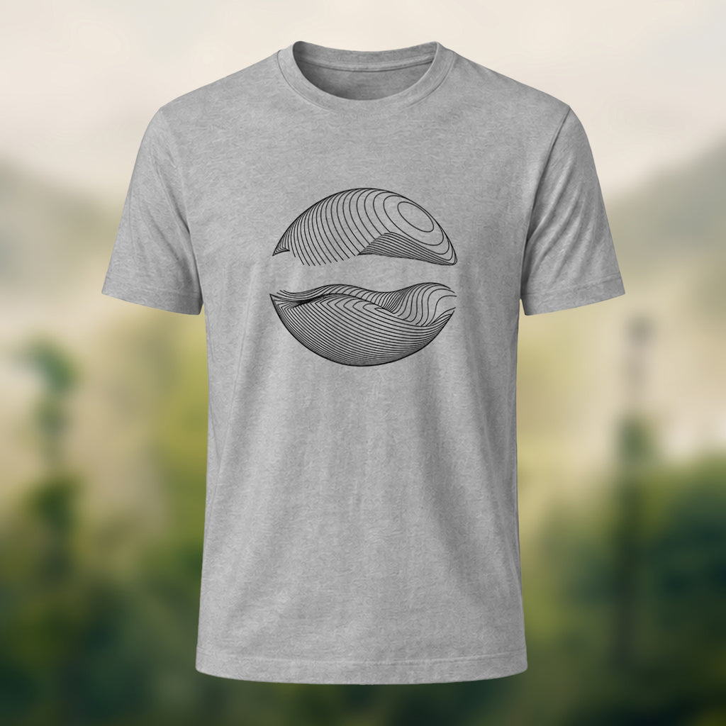 DTG Abstract Wave Print Combed Cotton T-Shirt Heather Grey