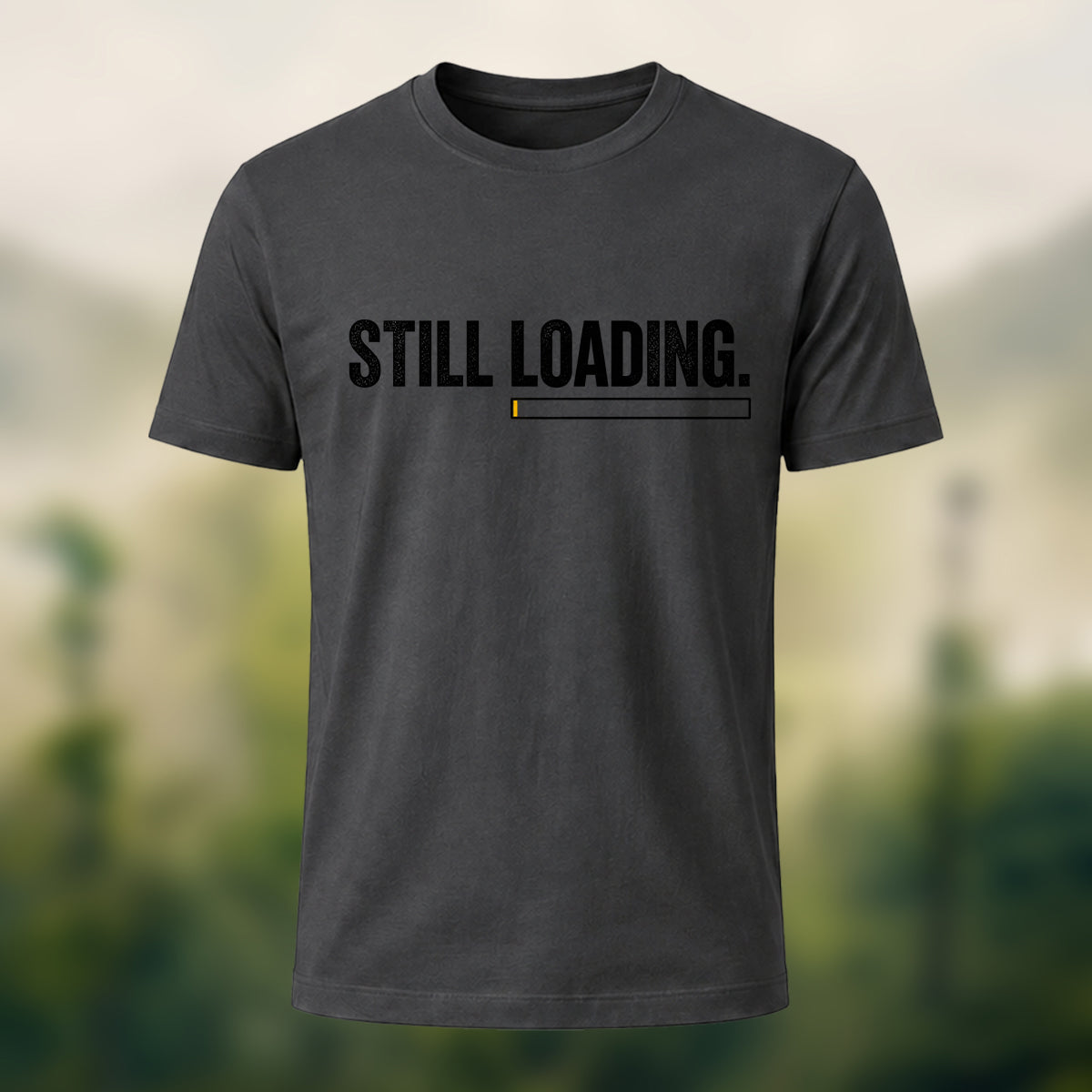 Minimal Loading Statement Premium Cotton T-Shirt Charcoal