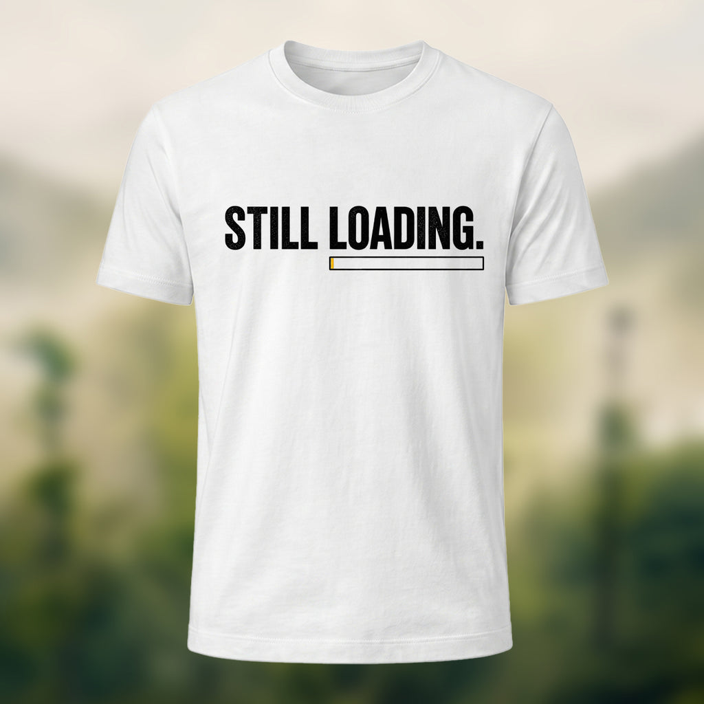 Minimal Loading Statement Premium Cotton T-Shirt White