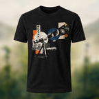 Vintage Stargazing Telescope Combed Cotton T-Shirt Black