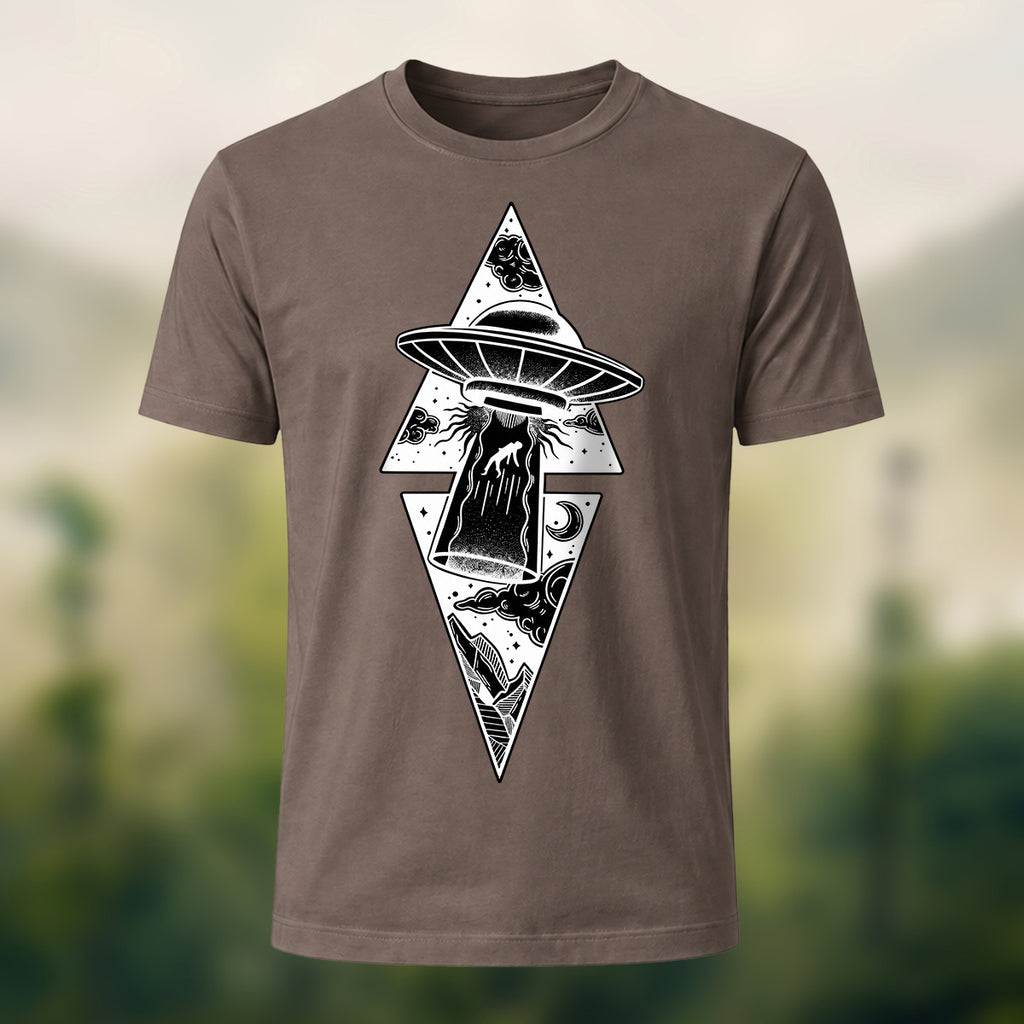 Vintage Celestial UFO Premium Cotton T-Shirt Coffee