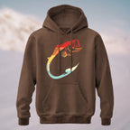 Cotton Made Artistic Angler Hook Hoodie Coffee