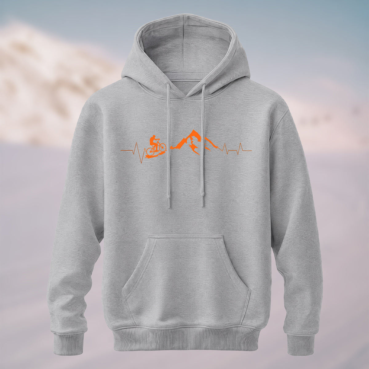 Cotton Made Mountain Biking Heartbeat Hoodie Heather Grey