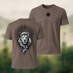 Black Lion Medallion Print Premium Cotton T-Shirt Coffee