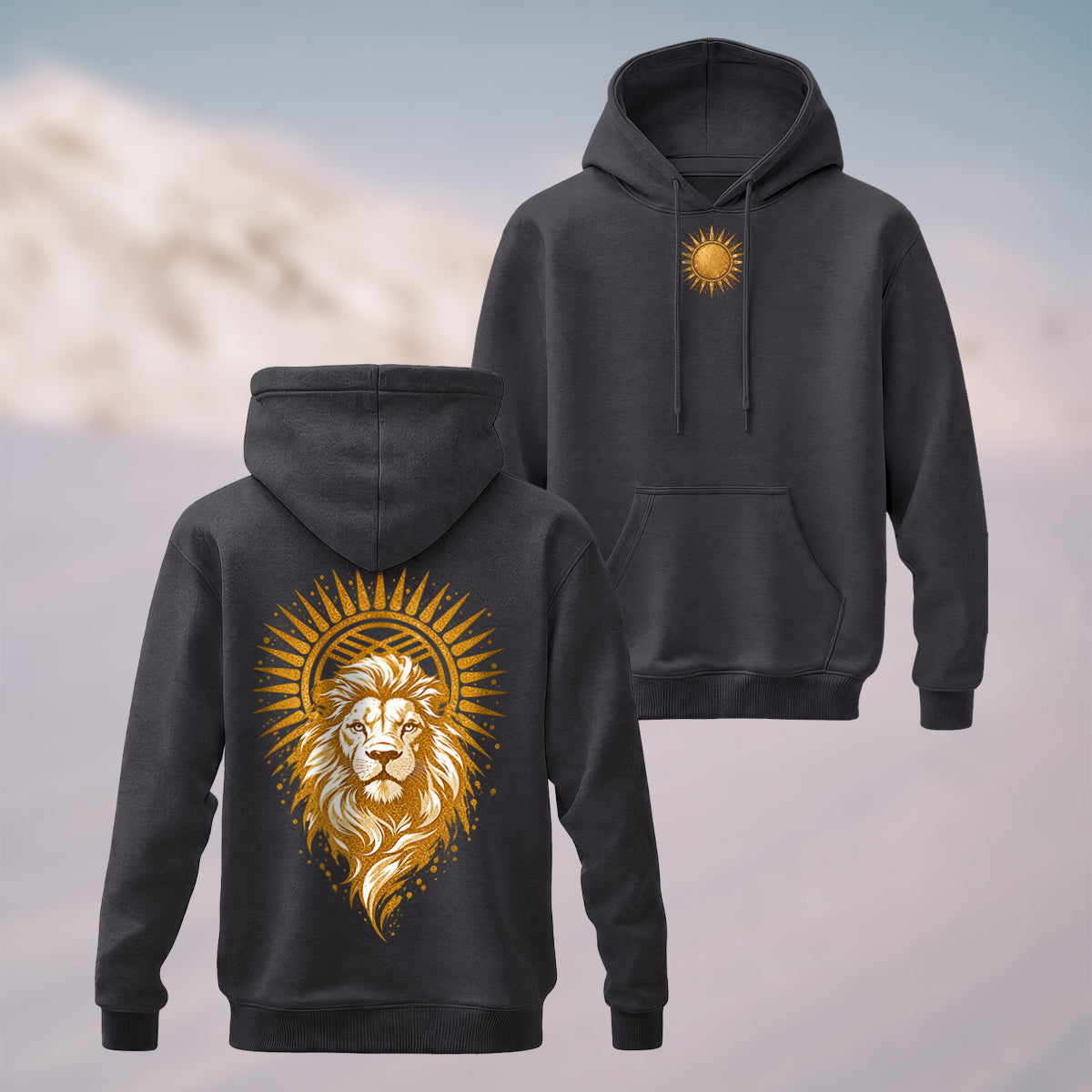 Cotton Made Golden Lion Halo Hoodie Charcoal