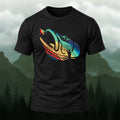 Colorful Angler Silhouette Soft Cotton T-Shirt Black