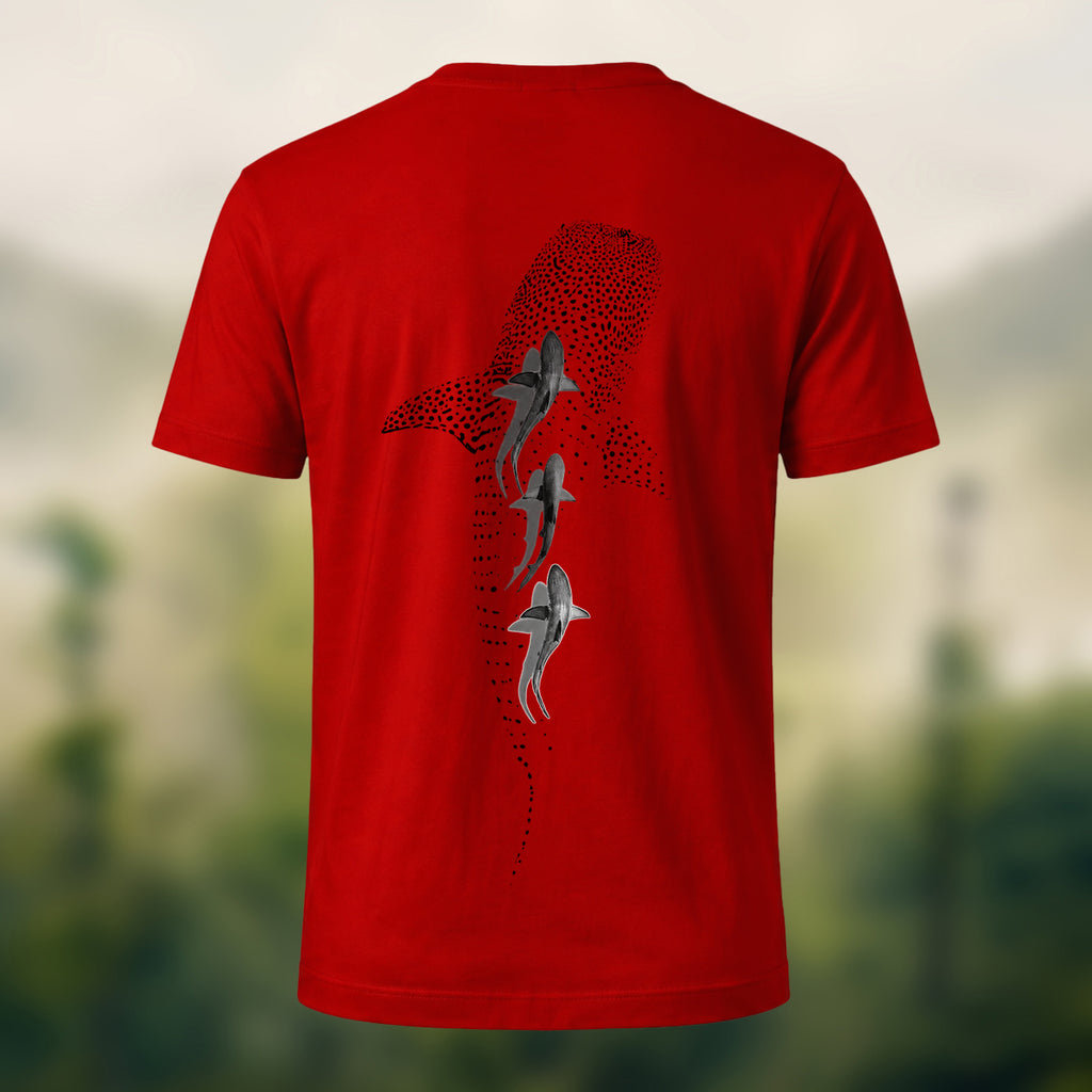 DTG Stippled Whale Shark Premium Cotton Tee Red