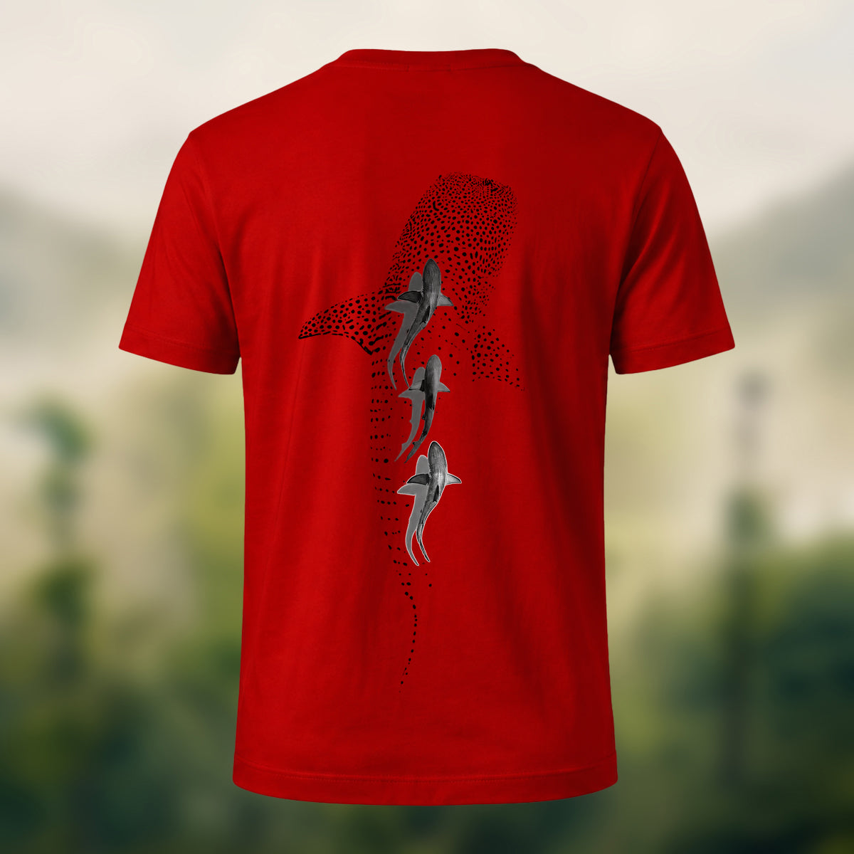 DTG Stippled Whale Shark Premium Cotton Tee Red